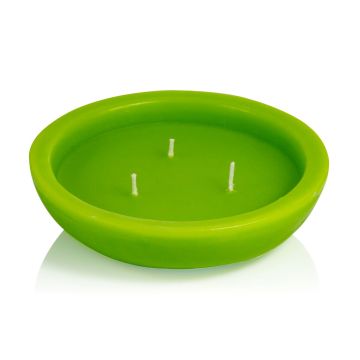 Floating candle for outdoors NEREA, three wicks, apple green, 1.8"/4,5cm, Ø6"/15,8cm, 5,5h