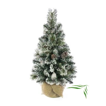 Artificial Fir tree RIGA, cones, jute bag, white, 3ft/90cm, Ø 20"/50cm