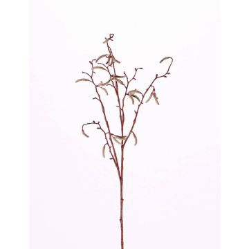 Fake Birch spray NANTE, with flowers, brown, 26"/65cm