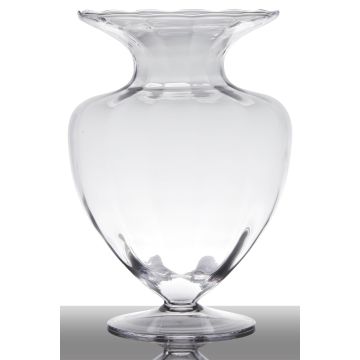 Amphora vase glass KENDRA with pedestal, clear, 17"/42cm, Ø13"/32cm