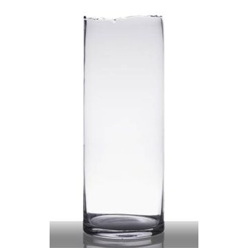 Decorative vase with broken edge BROOKE, glass, clear, 19"/47cm, Ø7"/18cm