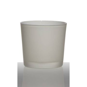 Plant pot made of glass ALENA FROST, white matt, 4.3"/11cm, Ø4.5"/11,5cm