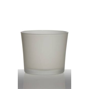 Plant pot made of glass ALENA FROST, white matt, 4.9"/12,5cm, Ø5.7"/14,5cm