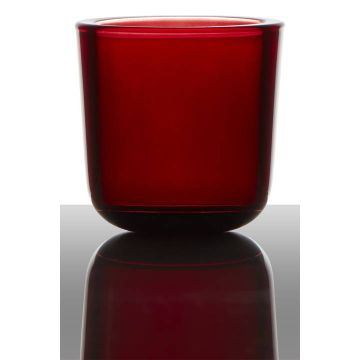 Candle glass for tea lights NICK, dark red, 3"/7,5cm, Ø3"/7,5cm