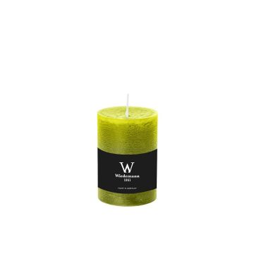 Block candle for lantern AURORA, apple-green, 4"/10cm, Ø2.7"/6,8cm, 42h - Made in Germany