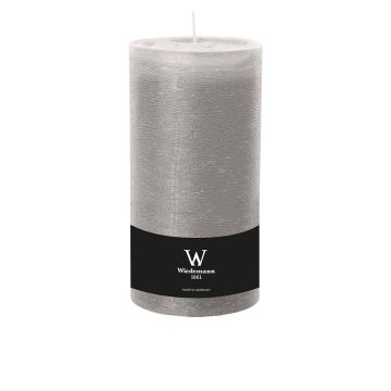 Block candle for lantern AURORA, light grey, 7.5"/19cm, Ø4"/10cm, 155h - Made in Germany