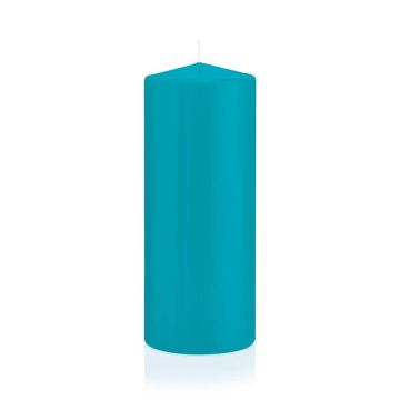 Lantern candle MAEVA, pillar, azure blue, 8"/20cm, Ø3.1"/8cm, 119h - Made in Germany