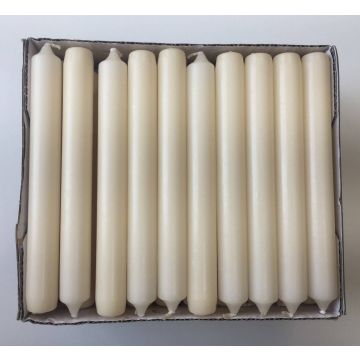 Table candle CHARLOTTE, 10 pcs, cream, 7.3"/18,5cm, Ø0.8"/2,1cm, 6,5h - Made in Germany