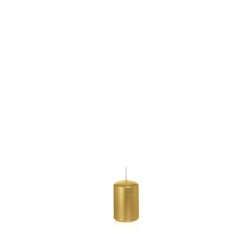 Festive block candle ROSELLA, gold, 2.4"/6cm, Ø1.6"/4cm, 9h - Made in Germany