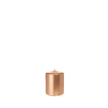 Festive block candle ROSELLA, rose gold, 4"/10cm, Ø3.1"/8cm, 45h - Made in Germany