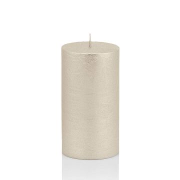 Festive candle MATHILDA, silver, 3.5"/9cm, Ø2.3"/5,8cm, 33h - Made in Germany