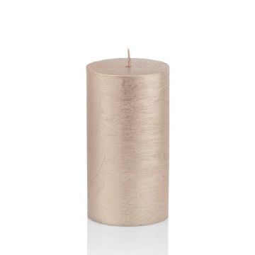 Festive candle MATHILDA, rose gold, 4"/10cm, Ø2.7"/6,8cm, 45h - Made in Germany