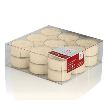 Large tea lights KENNY, 18 pcs, cream, 0.7"/1,8cm, Ø1.5"/3,8cm, 4h