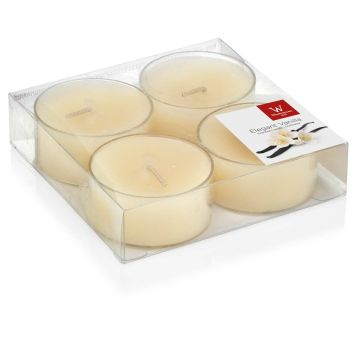 Tea lights ASTRID with fragrance, Elegant Vanilla, 4 pcs, cream, 0.7"/1,9cm, Ø2.2"/5,7cm, 8h