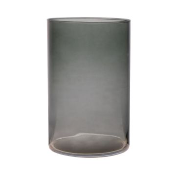 Cylindrical glass vase SANYA EARTH, dark grey clear, 21cm, Ø14cm