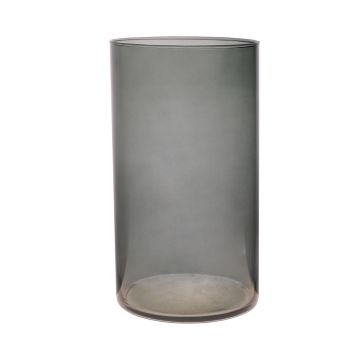 Cylindrical glass vase SANYA EARTH, dark grey-clear, 30cm, Ø16cm