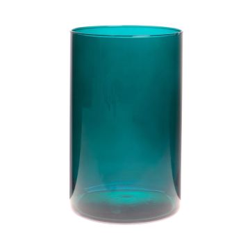 Cylindrical glass vase SANYA EARTH, cyan blue-clear, 25cm, Ø18cm