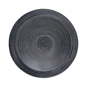 Round plate SOLANYI made of metal, patterned, black, Ø55cm