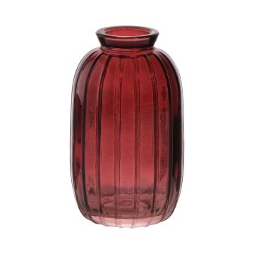 Bottle SILVINA made of glass, grooves, red brown-clear, 11,8cm, Ø7cm