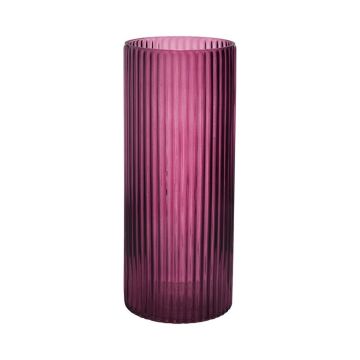 Flower vase SORCHA with grooves, glass, berry-clear, 30cm, Ø12,5cm