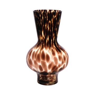 Decorative vase RUSSELL, glass, leopard pattern, brown-clear, 30cm, Ø18cm