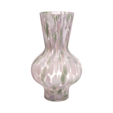 Decorative vase RUSSELL, glass, leopard pattern, purple-mint-clear, 30cm, Ø18cm