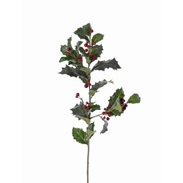 Artificial holly branch TIBAR with berries, green, 30"/75 cm