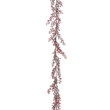 Artificial firethorn garland ZENFIR, frosted, berries, red, 6ft/185cm