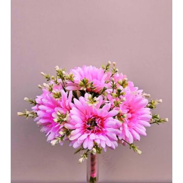 Decorative bouquet Gerbera TEMBAR, fuchsia, 12"/30cm, Ø9"/22cm