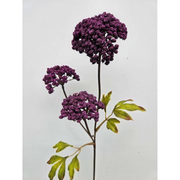 Artificial flower branch Yarrow VOLKERDINE, dark violet, 28"/70cm