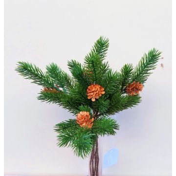 Artificial fir branches BERNAHE in a bunch, with cones, green, 14"/35cm