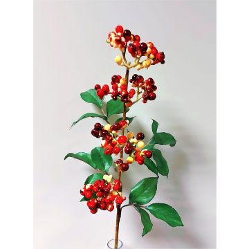 Artificial branch of elderberries CHATANGA with fruits, red-cream, 24"/60cm