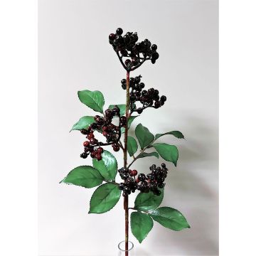 Artificial branch of elderberries CHATANGA with fruits, burgundy red-black, 24"/60cm