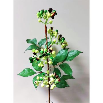 Artificial branch of elderberries CHATANGA with fruits, green-red, 24"/60cm