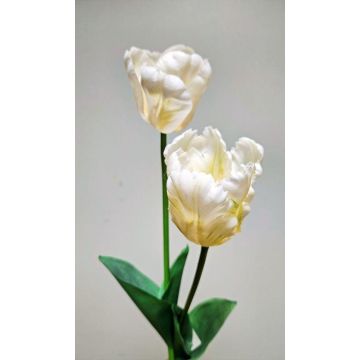 Plastic flower Parrot tulip PETSCHORA, cream-white, 26"/65cm