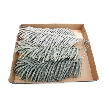 Artificial palm fronds Areca ALANEA, 15 pieces, petrol-mint-white, 18"/45cm