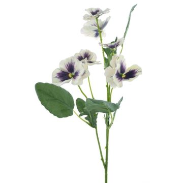 Decorative branch Pansy SIREL, cream-violet, 26"/65cm