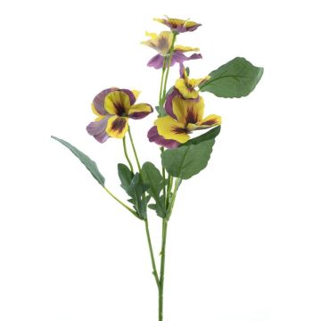 Decorative branch Pansy SIREL, yellow-violet, 26"/65cm