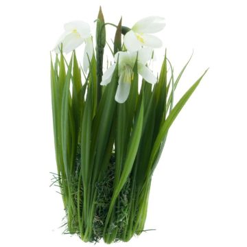 Artificial snowdrop IPTERO on grass ball, white, 7"/17cm