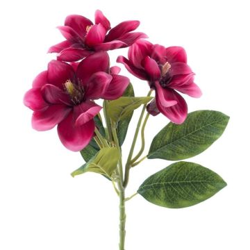 Artificial magnolia branch DANSA, fuchsia, 14"/35cm