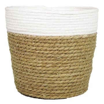 Storage basket DOMINGA, white-beige, 5"/13cm, Ø6.3"/16cm