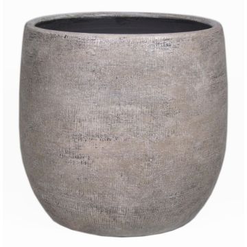 Flower pot made of ceramic AGAPE with texture, white-brown, 11"/27cm, Ø11"/28cm