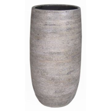 Flower vase made of ceramic AGAPE with texture, white-brown, 20"/50cm, Ø10"/24,5cm