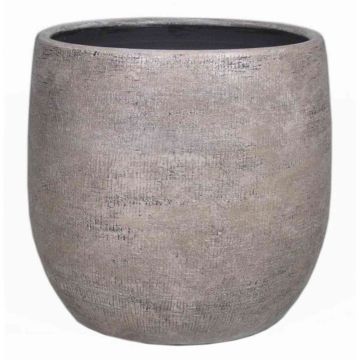 Flowerpot made of ceramic AGAPE with texture, white-brown, 5.5"/14cm, Ø6.1"/15,5cm