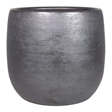 Flowerpot made of ceramic AGAPE with texture, black, 5.5"/14cm, Ø6.1"/15,5cm