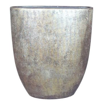 Flower vase made of ceramic AGAPE oval with texture, gold, 20"x6.7"x22"/51x17x57cm