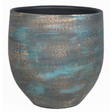 Ceramic plant pot AETIOS, colour gradient, blue-gold, 9"/24cm, Ø9"/24cm