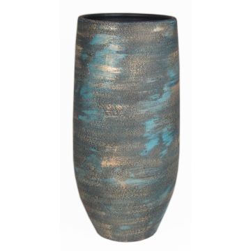 Flower vase made of ceramic AETIOS, colour gradient, blue-gold, 14"/35cm, Ø7"/18cm