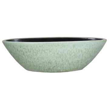 Decorative bowl little ship, ceramic, ELIEL, speckled, mint-green-white, 16"x6"x4.7"/40x15x12cm