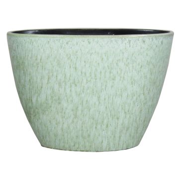 Ceramic flower pot oval ELIEL, speckled, mint green-white, 13"x6"x9"/32x15x22cm